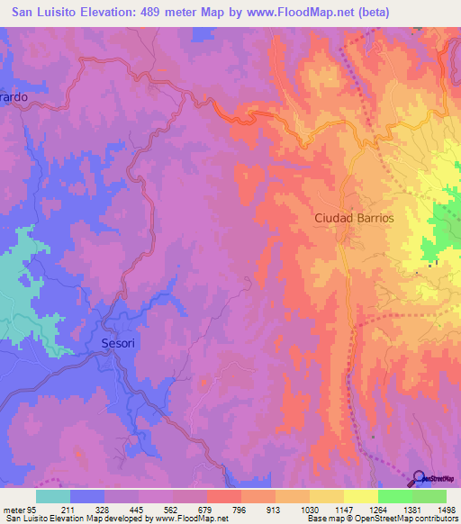 San Luisito,El Salvador Elevation Map