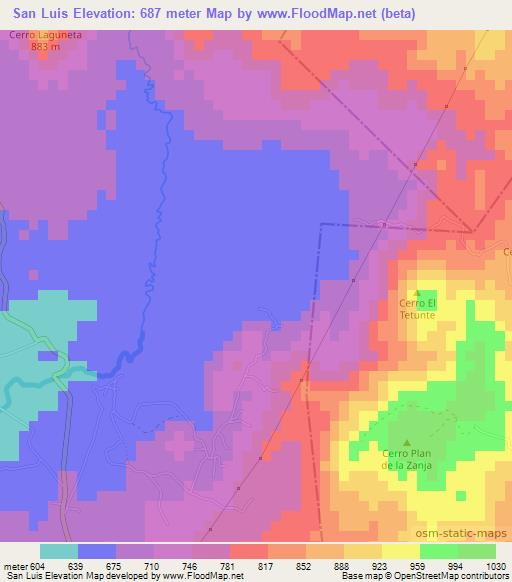 San Luis,El Salvador Elevation Map