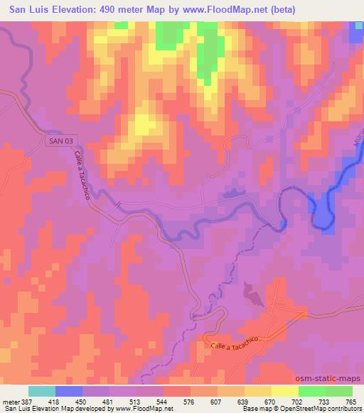 San Luis,El Salvador Elevation Map