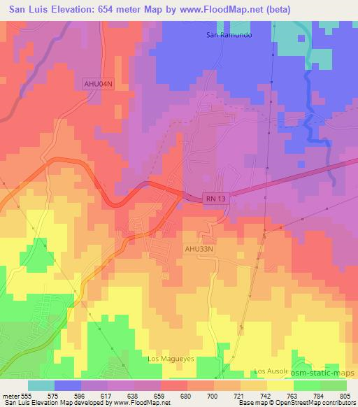 San Luis,El Salvador Elevation Map
