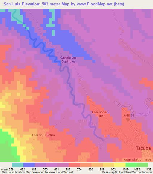 San Luis,El Salvador Elevation Map