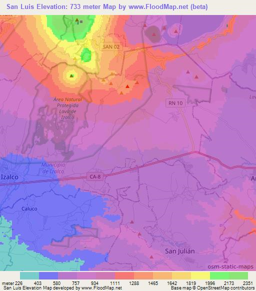 San Luis,El Salvador Elevation Map