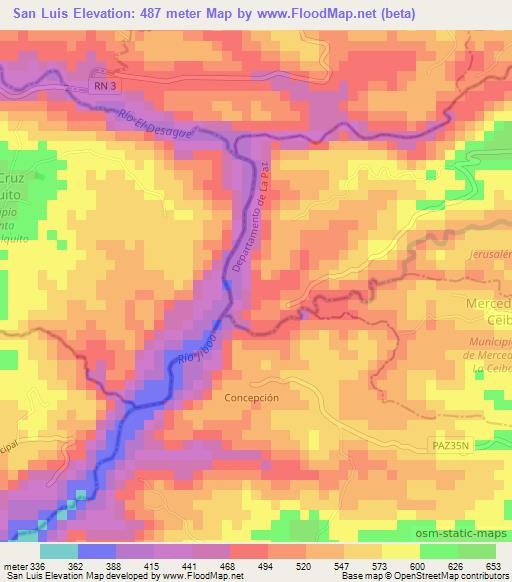 San Luis,El Salvador Elevation Map