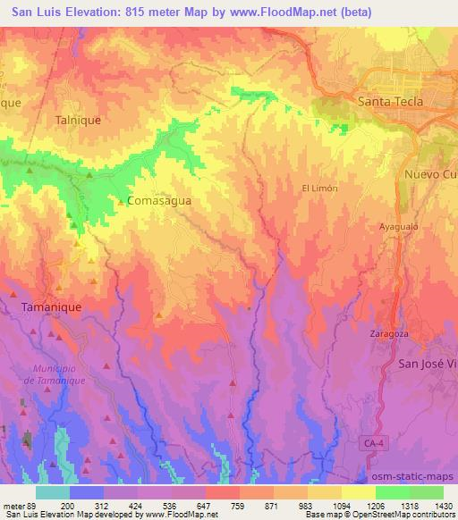 San Luis,El Salvador Elevation Map