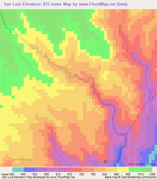San Luis,El Salvador Elevation Map