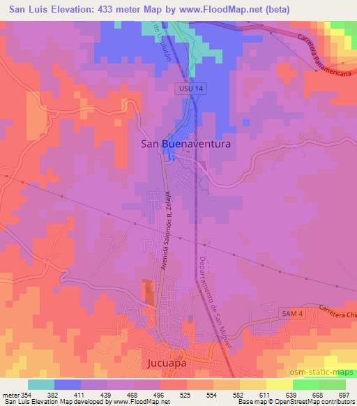 San Luis,El Salvador Elevation Map