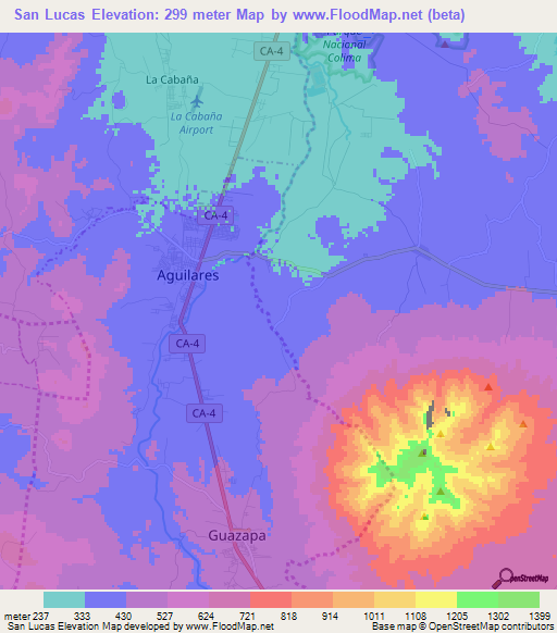 San Lucas,El Salvador Elevation Map