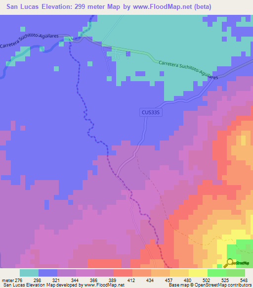 San Lucas,El Salvador Elevation Map