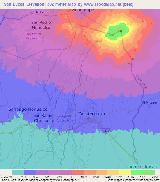 San Lucas,El Salvador Elevation Map