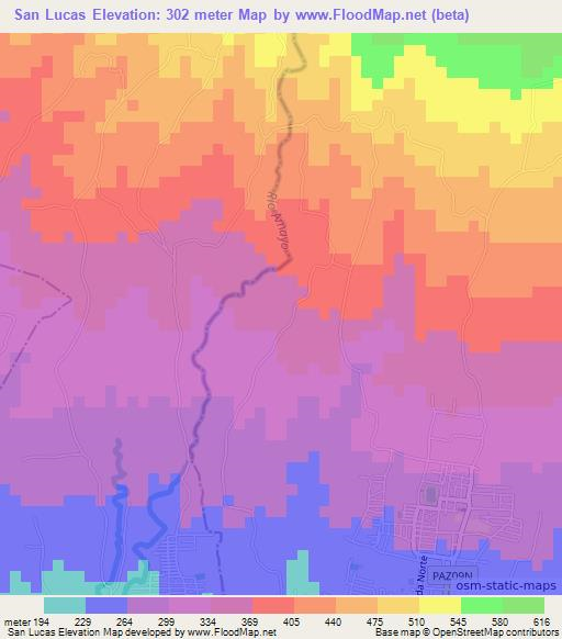 San Lucas,El Salvador Elevation Map