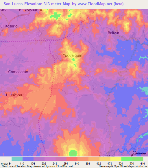 San Lucas,El Salvador Elevation Map