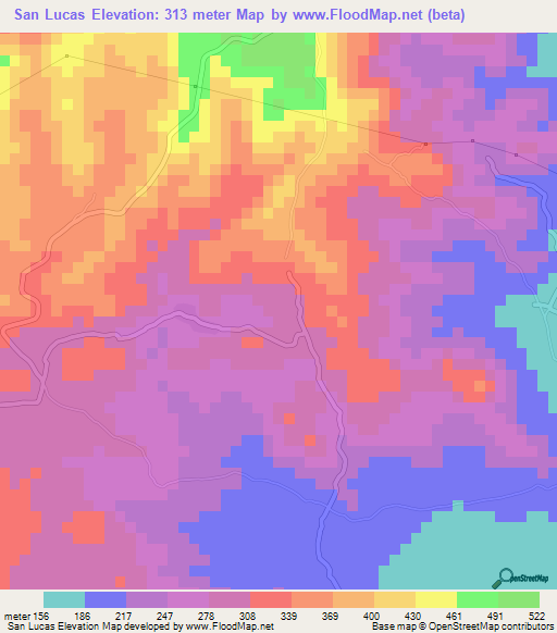 San Lucas,El Salvador Elevation Map