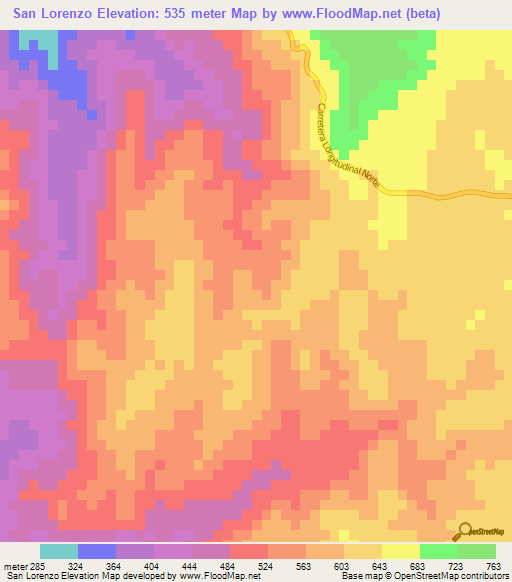 San Lorenzo,El Salvador Elevation Map