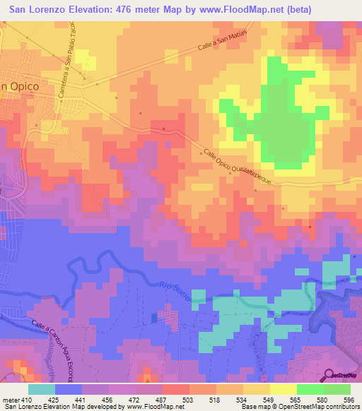 San Lorenzo,El Salvador Elevation Map