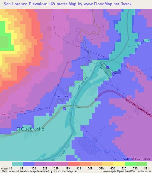 San Lorenzo,El Salvador Elevation Map