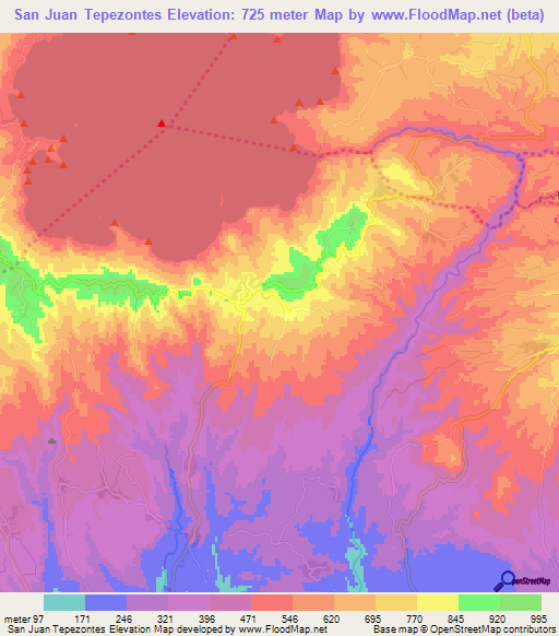 San Juan Tepezontes,El Salvador Elevation Map