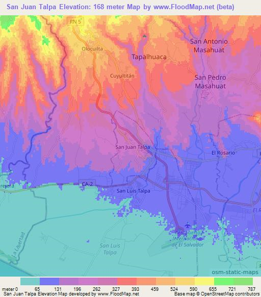 San Juan Talpa,El Salvador Elevation Map