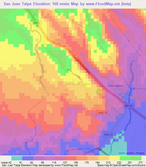 San Juan Talpa,El Salvador Elevation Map