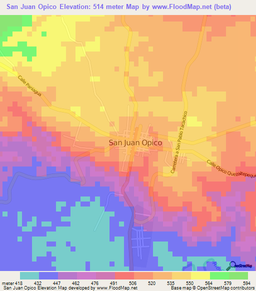 San Juan Opico,El Salvador Elevation Map