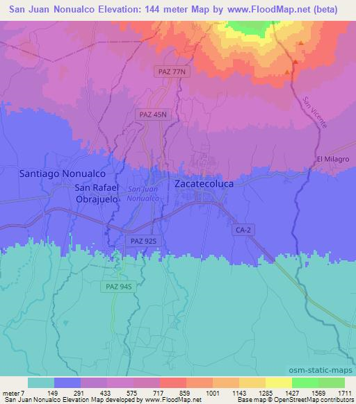 San Juan Nonualco,El Salvador Elevation Map