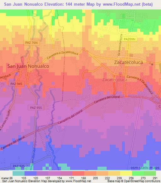 San Juan Nonualco,El Salvador Elevation Map
