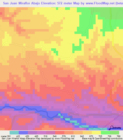 San Juan Miraflor Abajo,El Salvador Elevation Map
