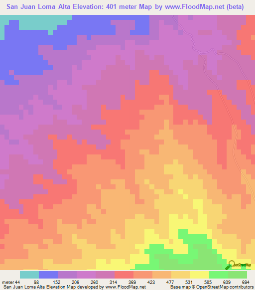 San Juan Loma Alta,El Salvador Elevation Map