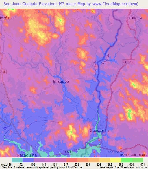 San Juan Gualaria,El Salvador Elevation Map