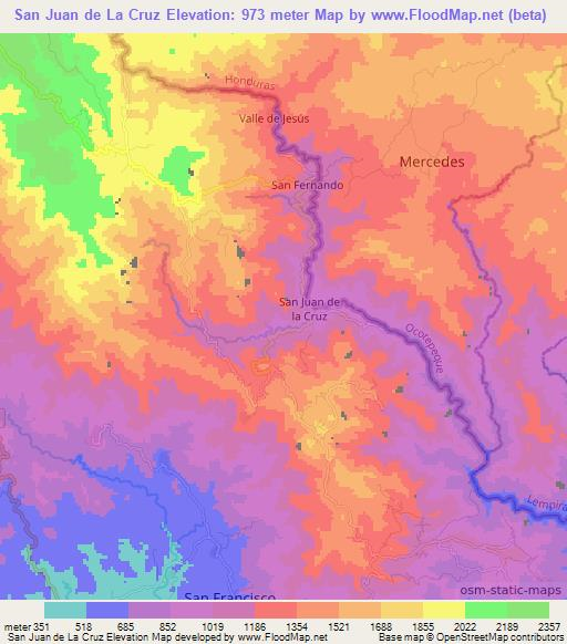 San Juan de La Cruz,El Salvador Elevation Map