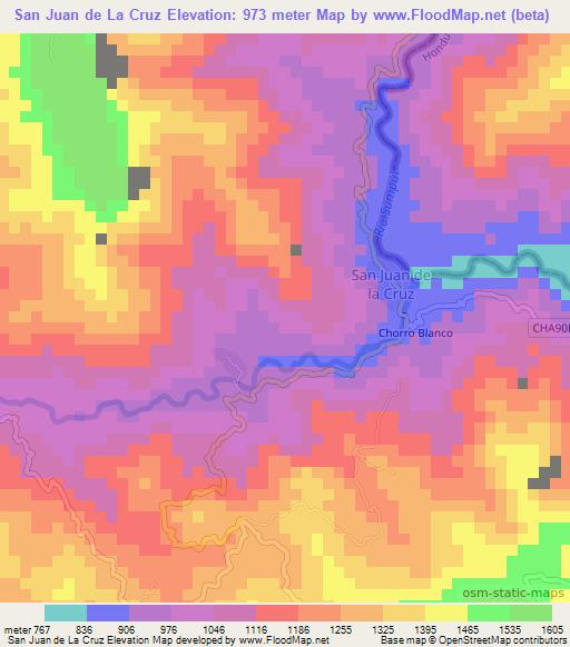 San Juan de La Cruz,El Salvador Elevation Map