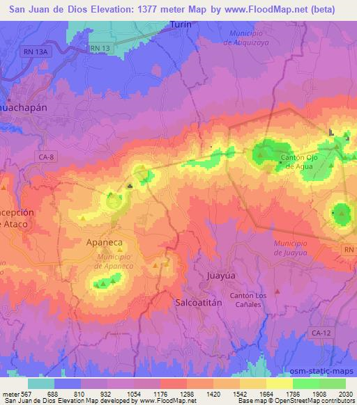 San Juan de Dios,El Salvador Elevation Map