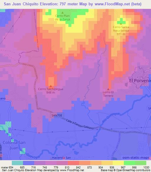 San Juan Chiquito,El Salvador Elevation Map