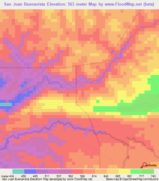 San Juan Buenavista,El Salvador Elevation Map