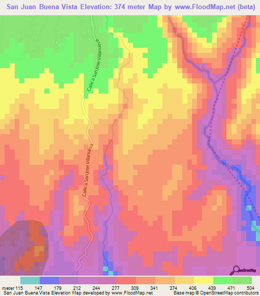 San Juan Buena Vista,El Salvador Elevation Map