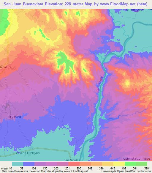 San Juan Buenavista,El Salvador Elevation Map