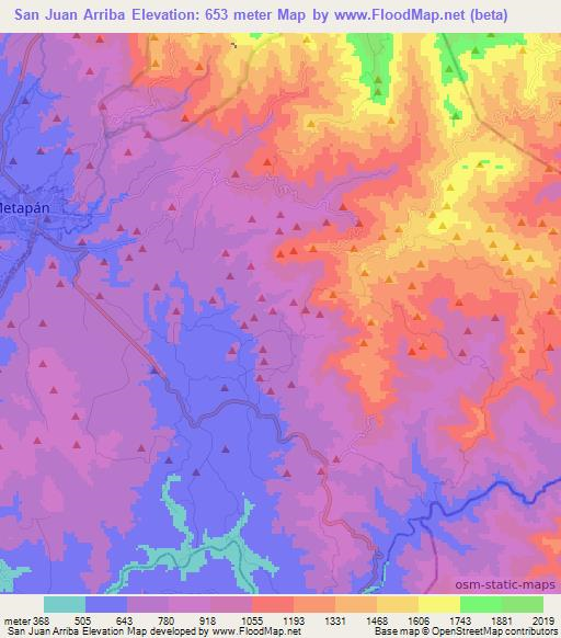 San Juan Arriba,El Salvador Elevation Map