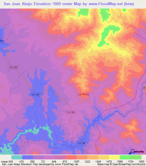 San Juan Abajo,El Salvador Elevation Map