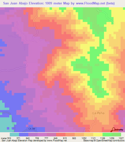 San Juan Abajo,El Salvador Elevation Map