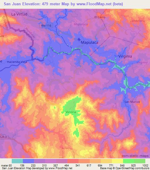 San Juan,El Salvador Elevation Map