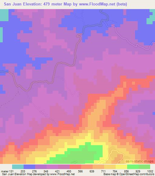San Juan,El Salvador Elevation Map