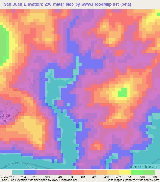 San Juan,El Salvador Elevation Map