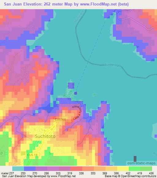 San Juan,El Salvador Elevation Map