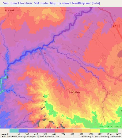 San Juan,El Salvador Elevation Map