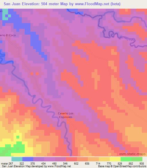 San Juan,El Salvador Elevation Map