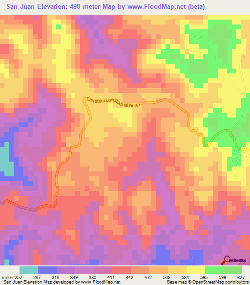 San Juan,El Salvador Elevation Map