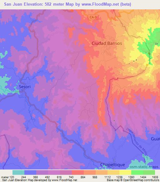 San Juan,El Salvador Elevation Map