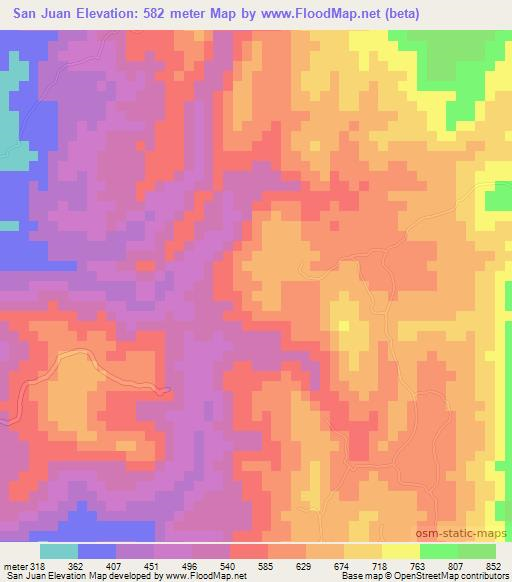 San Juan,El Salvador Elevation Map