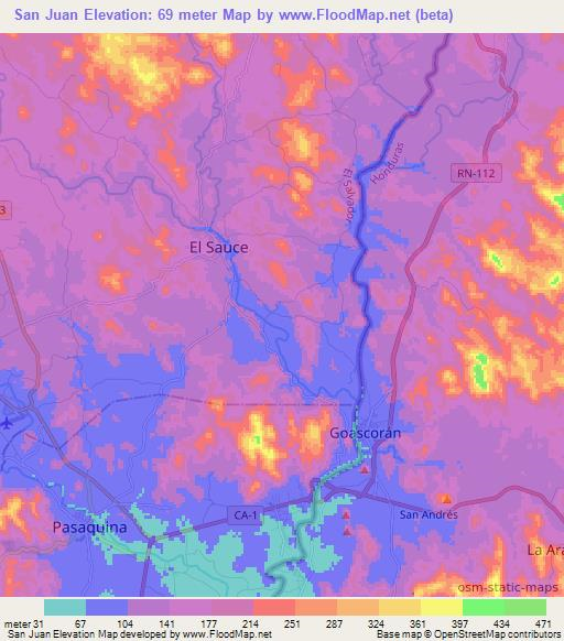 San Juan,El Salvador Elevation Map