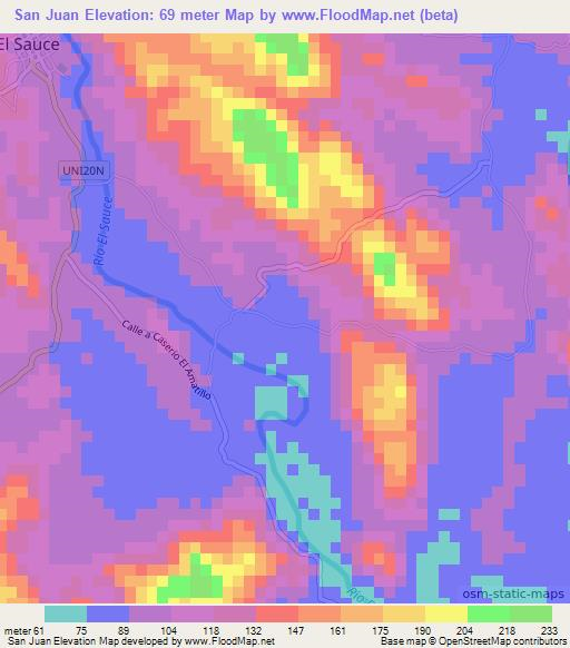 San Juan,El Salvador Elevation Map