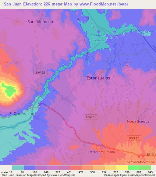 San Juan,El Salvador Elevation Map